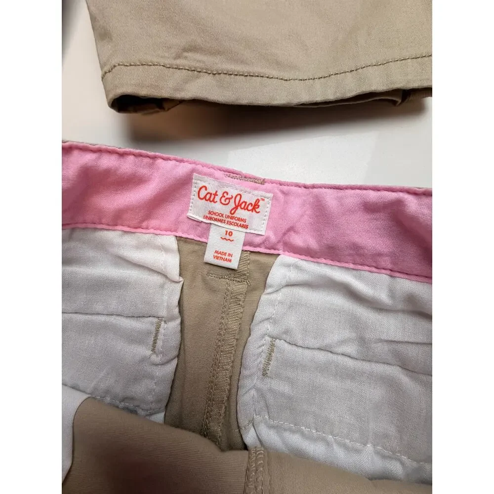 Cat & Jack Girls Khaki Uniform Shorts Size 10 Lot 4 NWT School - Picture 3 of 5